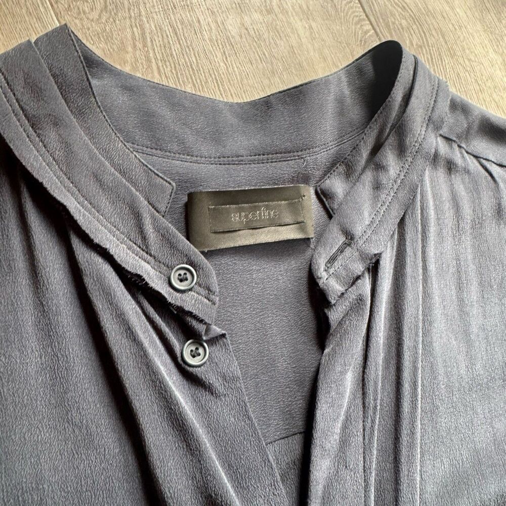 Superfine 100% Silk Made In Italy Gray Button Front Jumpsuit Sz S Quiet Luxury - Picture 3 of 16